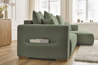 Canapé d'angle réversible convertible Sidonie - Vert - Couchage 231 x 133 cm