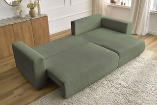 Canapé d'angle réversible convertible Sidonie - Vert - Couchage 231 x 133 cm