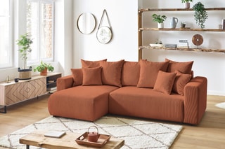 Canapé d'angle réversible convertible Envy - Terracotta - Couchage 231 x 130 cm