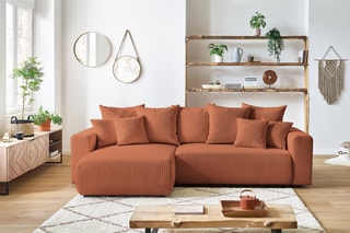Canapé d'angle réversible convertible Envy - Terracotta - Couchage 231 x 130 cm