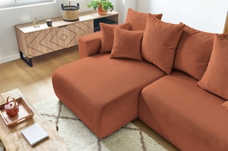 Canapé d'angle réversible convertible Envy - Terracotta - Couchage 231 x 130 cm
