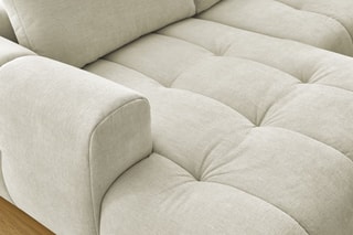 Canapé d'angle gauche panoramique convertible Fugi - Beige - 5 places - Tissu toucher lisse - Couchage 324 x 135 cm