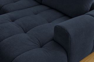Canapé d'angle droit panoramique convertible Fugi - Bleu foncé - 5 places - Tissu toucher lisse - Couchage 324 x 135 cm