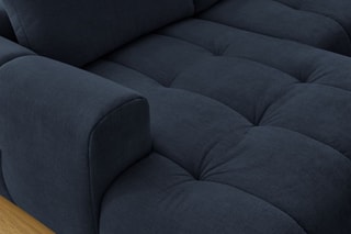 Canapé d'angle gauche panoramique convertible Fugi - Bleu foncé - 5 places - Tissu toucher lisse - Couchage 324 x 135 cm