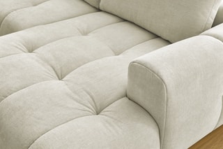 Canapé d'angle droit panoramique convertible et pouf Fugi - Beige - 5 places - Tissu toucher lisse - Couchage 324 x 135 cm