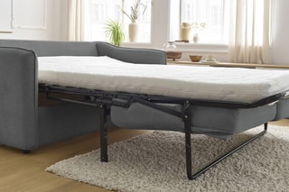 Canapé convertible Lenny - Gris foncé - 2 places  - Tissu toucher doux - Couchage 140 x 190 cm
