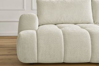 Canapé droit convertible Fuji - Beige - 3 places - Tissu lisse - Couchage 154 x 192 cm