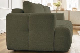 Canapé droit convertible Fuji - Vert - 3 places - Tissu bouclette - Couchage 154 x 192 cm