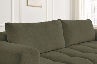 Canapé droit convertible Fuji - Vert - 3 places - Tissu bouclette - Couchage 154 x 192 cm