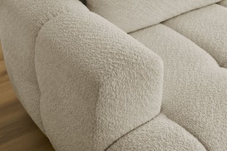 Canapé d'angle droit convertible Fuji - Beige - 3 places - Tissu bouclette - Couchage 154 x 228 cm