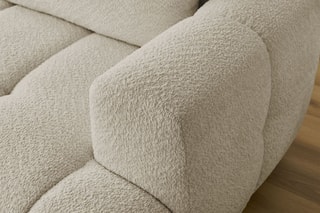 Canapé d'angle gauche convertible Fuji - Beige - 3 places - Tissu bouclette - Couchage 154 x 228 cm