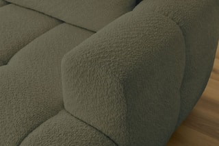 Canapé d'angle gauche convertible Fuji - Vert - 3 places - Tissu bouclette - Couchage 154 x 228 cm