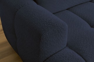 Canapé d'angle droit convertible Fuji - Bleu foncé - 3 places - Tissu bouclette - Couchage 154 x 228 cm