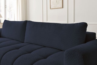 Canapé d'angle gauche convertible Fuji - Bleu foncé - 3 places - Tissu bouclette - Couchage 154 x 228 cm