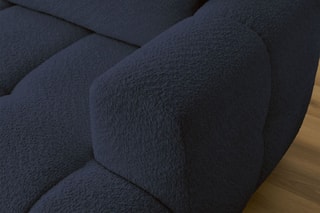 Canapé d'angle gauche convertible Fuji - Bleu foncé - 3 places - Tissu bouclette - Couchage 154 x 228 cm