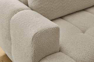 Canapé d'angle droit convertible Fuji - Beige - 3 places - Tissu bouclette - Couchage 154 x 228 cm