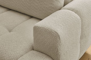 Canapé d'angle gauche convertible et pouf Fuji - Beige - 3 places - Tissu bouclette - Couchage 154 x 228 cm