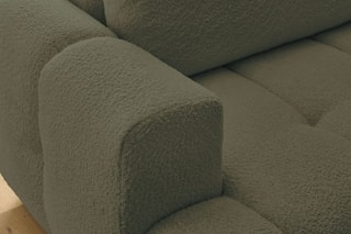 Canapé d'angle droit convertible et pouf Fuji - Vert - 3 places - Tissu bouclette - Couchage 154 x 228 cm