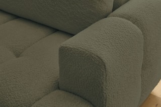 Canapé d'angle gauche convertible et pouf Fuji - Vert - 3 places - Tissu bouclette - Couchage 154 x 228 cm