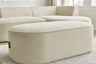 Canapé d'angle droit avec pouf Rousseau - Beige