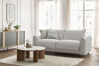 Canapé convertible Ernest - Gris clair - 3 places - Tissu lisse - Couchage 140/160 x 190 cm