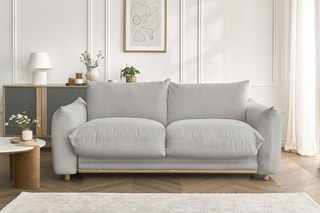 Canapé convertible Ernest - Gris clair - 3 places - Tissu lisse - Couchage 140/160 x 190 cm