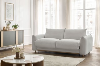 Canapé convertible Ernest - Gris clair - 3 places - Tissu lisse - Couchage 140/160 x 190 cm