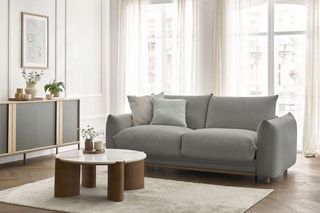 Canapé convertible Ernest - Gris foncé - 3 places - Tissu lisse - Couchage 140/160 x 190 cm