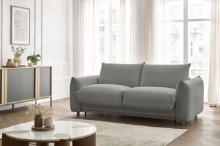 Canapé convertible Ernest - Gris foncé - 3 places - Tissu lisse - Couchage 140/160 x 190 cm