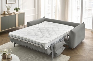 Canapé convertible Ernest - Gris foncé - 3 places - Tissu lisse - Couchage 140/160 x 190 cm
