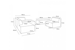 Canapé d'angle gauche modulable avec 1 chauffeuse et 1 pouf Megève - Vert - 6 places
