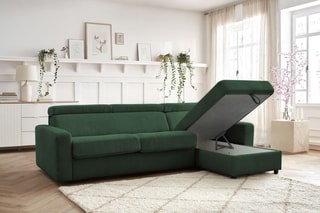 Canapé d'angle réversible convertible Monaco - Vert - Couchage 190 x 140 cm