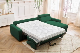 Canapé d'angle réversible convertible Monaco - Vert - Couchage 190 x 140 cm