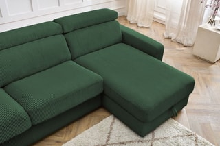 Canapé d'angle réversible convertible Monaco - Vert - Couchage 190 x 140 cm