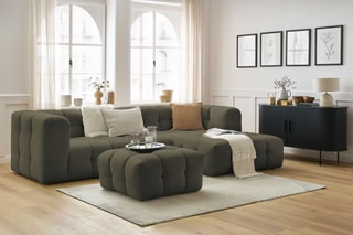 Canapé d'angle droit avec pouf Cloud - Vert