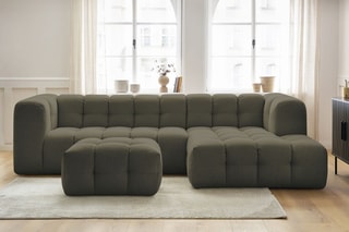 Canapé d'angle droit avec pouf Cloud - Vert