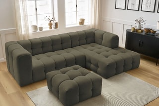 Canapé d'angle droit avec pouf Cloud - Vert