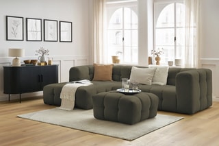 Canapé d'angle gauche avec pouf Cloud - Vert