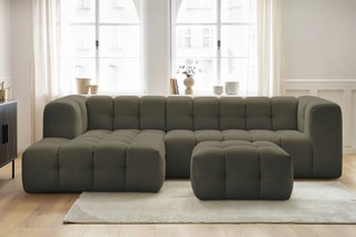 Canapé d'angle gauche avec pouf Cloud - Vert