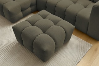 Canapé d'angle gauche avec pouf Cloud - Vert