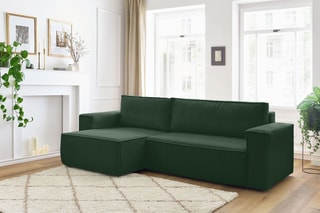 Canapé d'angle réversible convertible Nihad - Vert foncé - Couchage 231 x 130 cm