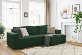 Canapé d'angle réversible convertible Nihad - Vert foncé - Couchage 231 x 130 cm