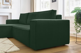 Canapé d'angle réversible convertible Nihad - Vert foncé - Couchage 231 x 130 cm