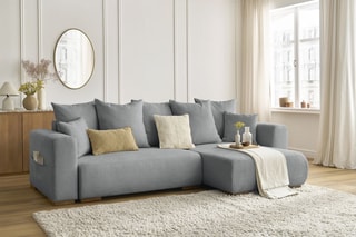 Canapé d'angle réversible convertible Sidonie - Gris foncé - Couchage 231 x 133 cm
