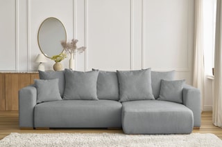 Canapé d'angle réversible convertible Sidonie - Gris foncé - Couchage 231 x 133 cm