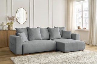 Canapé d'angle réversible convertible Sidonie - Gris foncé - Couchage 231 x 133 cm