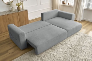 Canapé d'angle réversible convertible Sidonie - Gris foncé - Couchage 231 x 133 cm