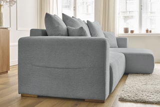 Canapé d'angle réversible convertible Sidonie - Gris foncé - Couchage 231 x 133 cm