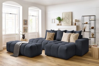 Canapé d'angle droit et pouf Mont-Blanc - 
Bleu marine