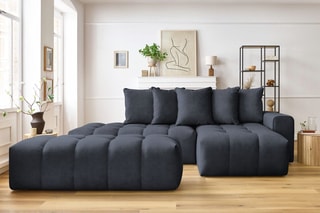 Canapé d'angle droit et pouf Mont-Blanc - 
Bleu marine